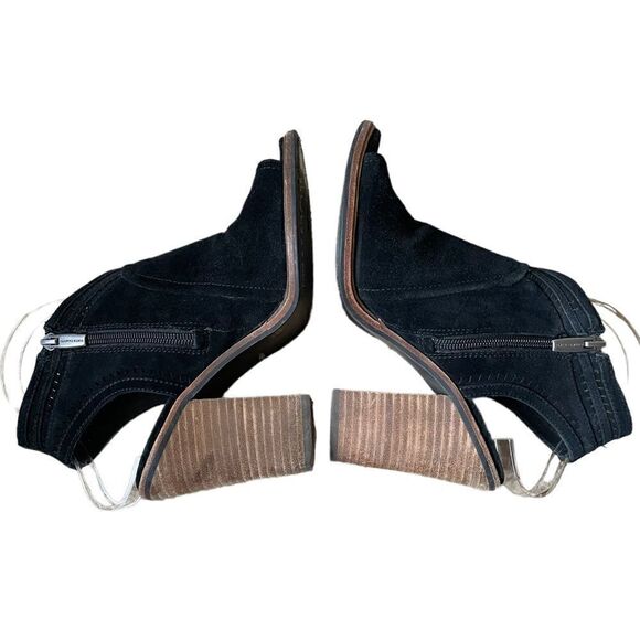 Vince Camuto Peep Toe Stacked Block Heel Faux Suede Sling Back Sandals Size 7.5 - Picture 6 of 12